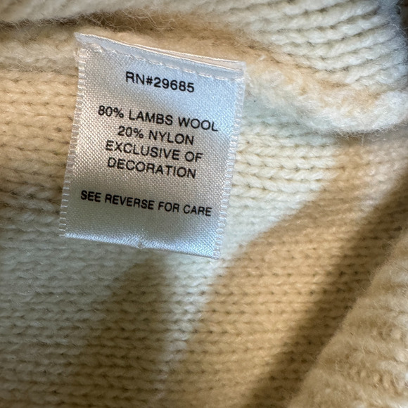 PENDLETON irish aryn fisherman cardigan sweater w/leather look buttons wool Sz M - Picture 5 of 8